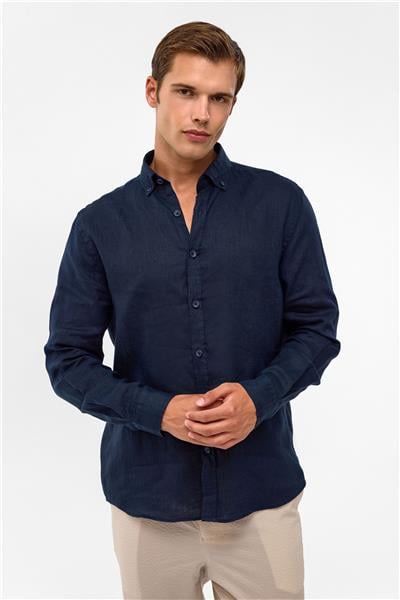 Lacivert Comfort Uzun Kollu Gömlek