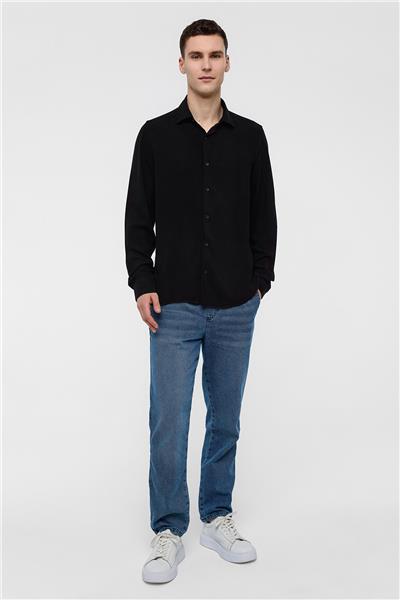 Siyah Regular Fit Uzun Kollu Gömlek