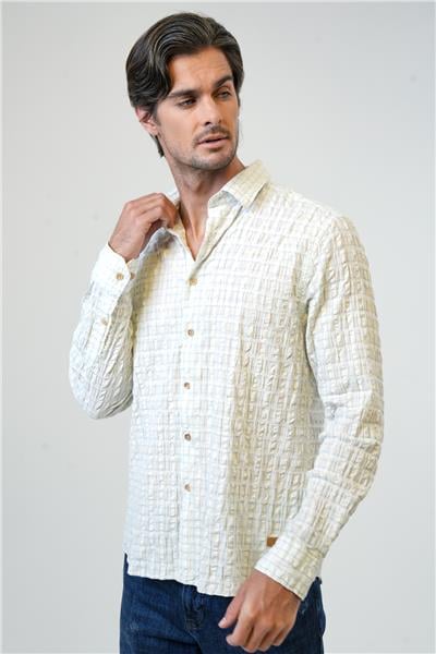 Açık Mavi Regular Fit Pamuklu Kareli Gömlek