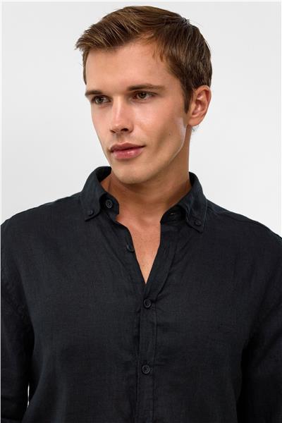 Siyah Comfort Uzun Kollu Gömlek