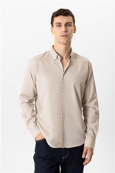 Taş Slim Fit Armürlü %100 Pamuk Gömlek