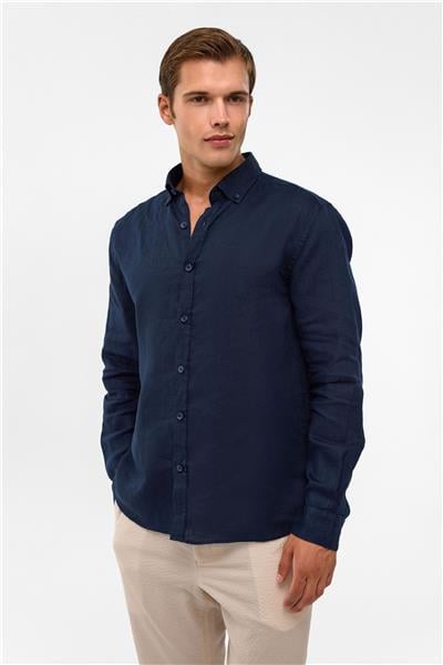 Lacivert Comfort Uzun Kollu Gömlek