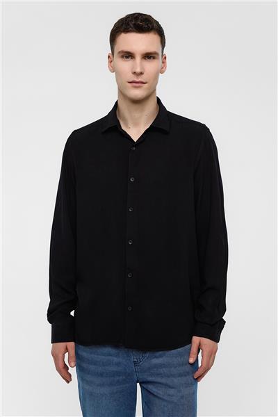 Siyah Regular Fit Uzun Kollu Gömlek