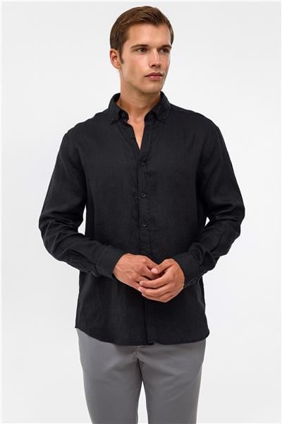 Siyah Comfort Uzun Kollu Gömlek