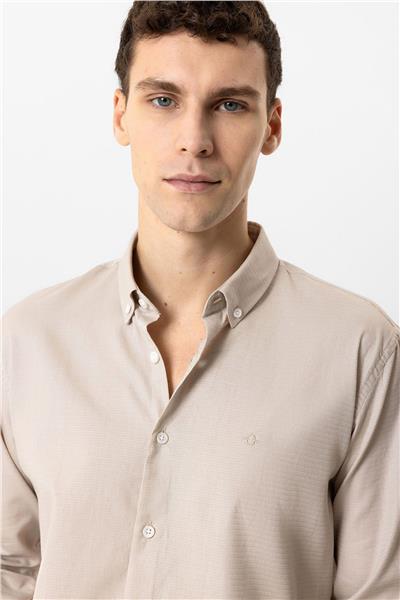 Taş Slim Fit Armürlü %100 Pamuk Gömlek