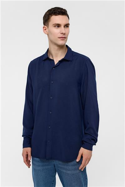 Lacivert Regular Fit Uzun Kollu Gömlek
