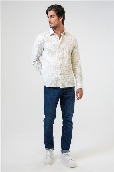 Açık Mavi Regular Fit Pamuklu Kareli Gömlek