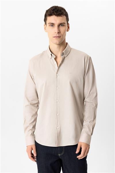 Taş Slim Fit Armürlü %100 Pamuk Gömlek
