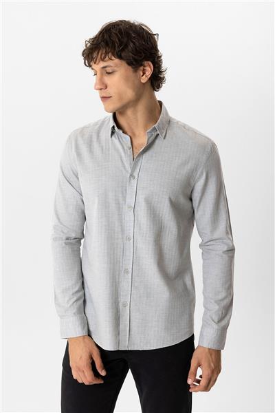 Gri Regular Fit %100 Pamuk Gömlek