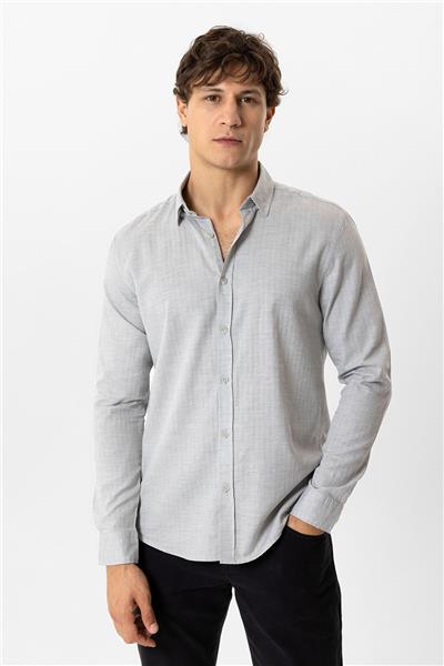 Gri Regular Fit %100 Pamuk Gömlek
