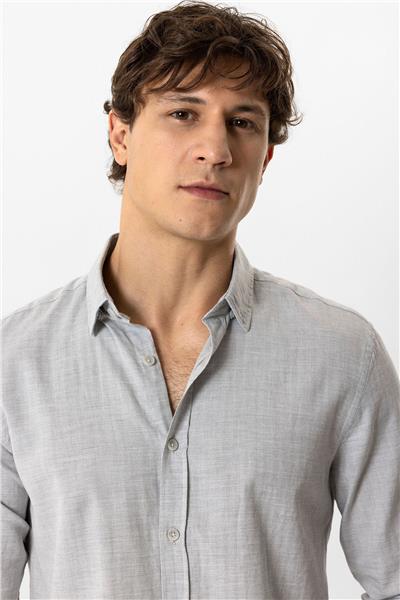 Gri Regular Fit %100 Pamuk Gömlek