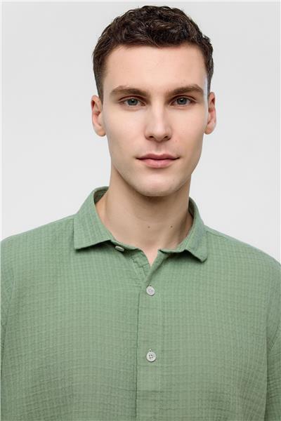 Adaçayı Regular Fit %100 Pamuk Kısa Kollu Gömlek