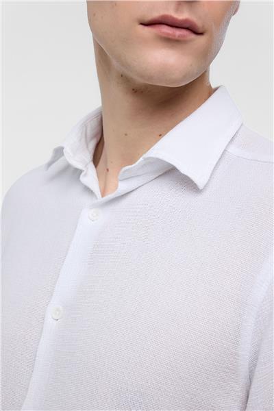 Beyaz Regular Fit Kısa Kollu Düz Gömlek