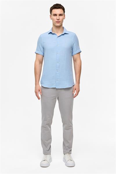 Mavi Regular Fit Kısa Kollu Düz Gömlek