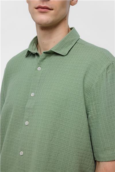 Adaçayı Regular Fit %100 Pamuk Kısa Kollu Gömlek