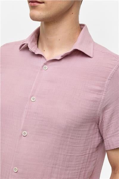 Pembe Regular Fit Kısa Kollu Düz Gömlek