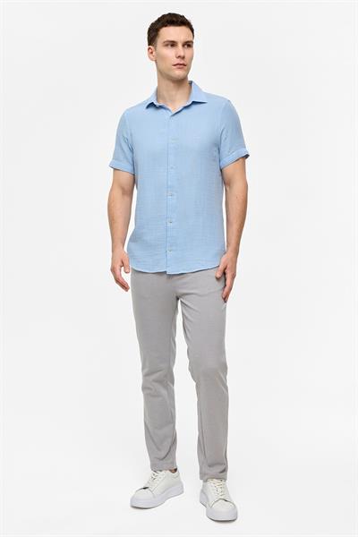 Mavi Regular Fit Kısa Kollu Düz Gömlek