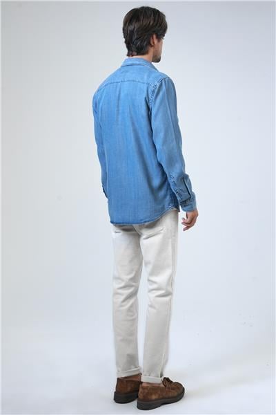 Mavi Regular Fit Cepli Denim Gömlek