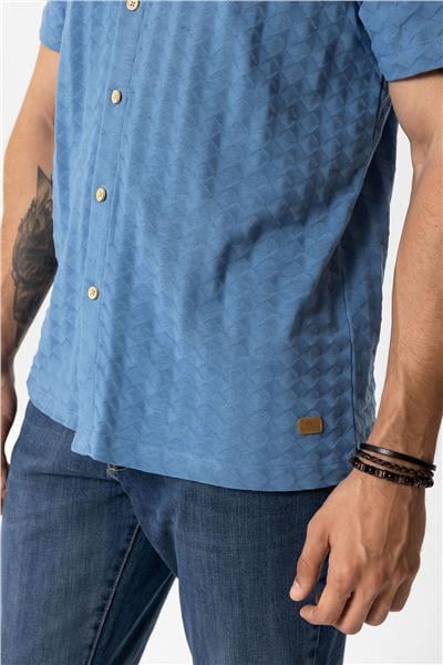 Mavi Regular Fit Desenli Kısa Kollu %100 Pamuk Gömlek