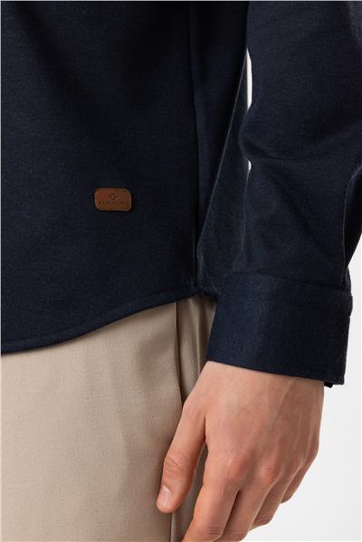 Koyu İndigo Regular Fit Örme Gömlek