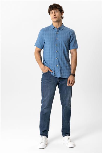 Mavi Regular Fit Desenli Kısa Kollu %100 Pamuk Gömlek