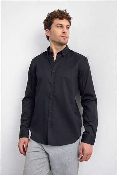 Siyah Normal Yaka  Gömlek