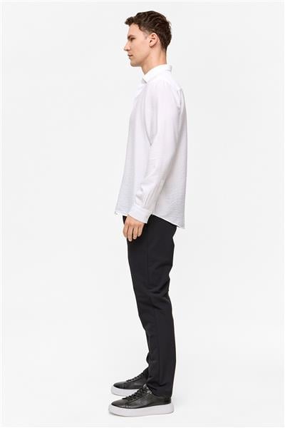 Beyaz Regular Fit Uzun Kollu Düz Gömlek