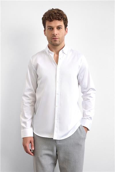 Beyaz Normal Yaka  Gömlek