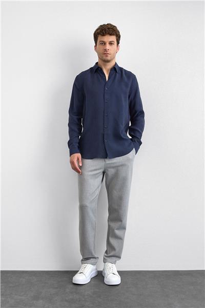 Lacivert Normal Yaka  Gömlek