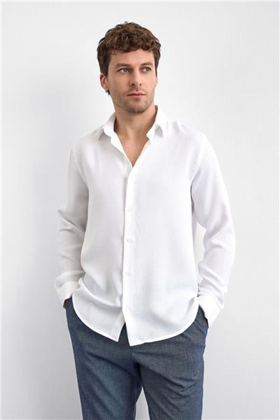 Beyaz Normal Yaka  Gömlek