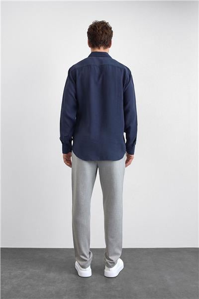 Lacivert Normal Yaka  Gömlek