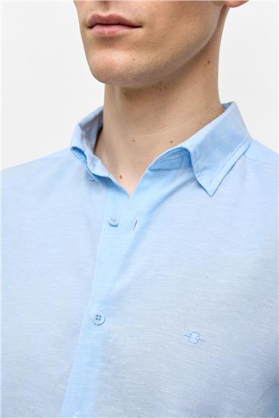 Mavi Uzun Kollu Dokuma Gömlek