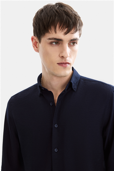 Lacivert Regular Fit Modern Gömlek