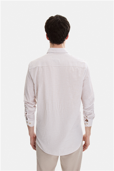 Bej Regular Fit Modern Gömlek