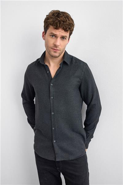 Antrasit Normal Yaka  Gömlek