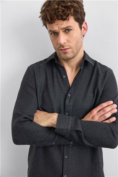 Antrasit Normal Yaka  Gömlek