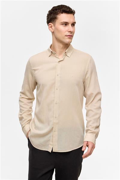 Vizon Uzun Kollu Dokuma Gömlek