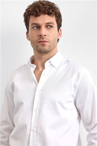 Beyaz Normal Yaka  Gömlek