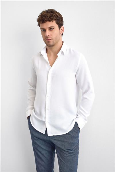 Beyaz Normal Yaka  Gömlek