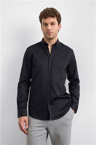 Siyah Normal Yaka  Gömlek