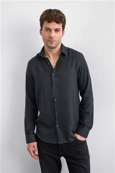 Antrasit Normal Yaka  Gömlek