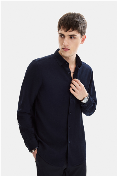 Lacivert Regular Fit Modern Gömlek