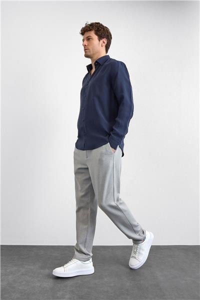 Lacivert Normal Yaka  Gömlek