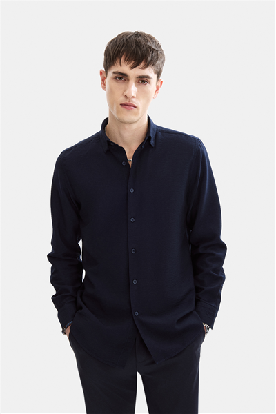 Lacivert Regular Fit Modern Gömlek