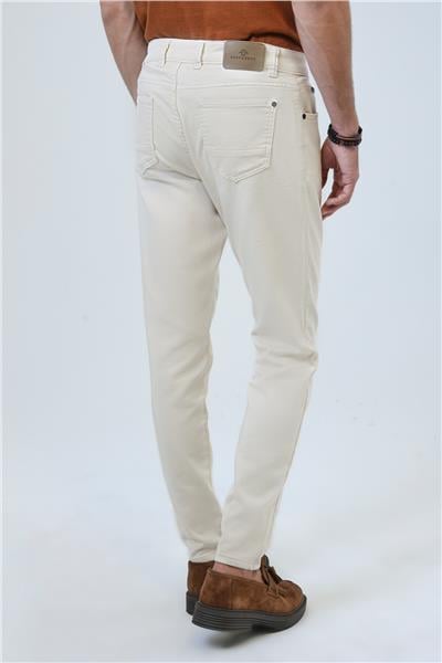 Taş Rengi Slim Fit 5 Cepli Pamuklu Denim Pantolon