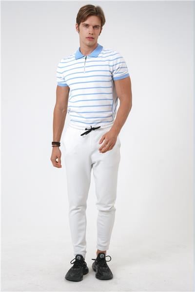 Açık Gri Regular Fit Pamuklu Beli Bağlamalı Jogger Pantolon