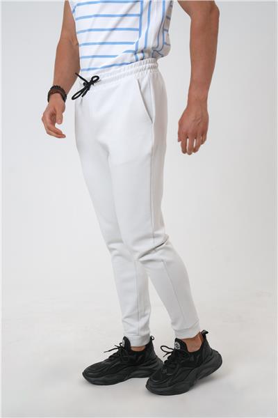 Açık Gri Regular Fit Pamuklu Beli Bağlamalı Jogger Pantolon
