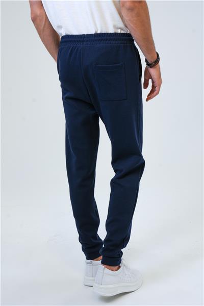 Lacivert Regular Fit Pamuklu Beli Bağlamalı Jogger Pantolon