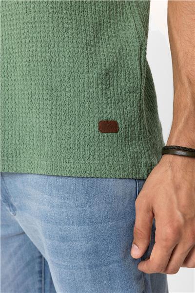 Adaçayı Regular Fit Yünlü Bisiklet Yaka Örme Tişört