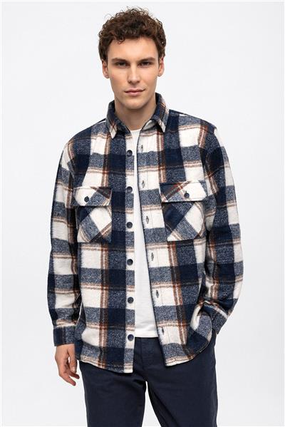 Lacivert Oversize Fit Oduncu Gömlek